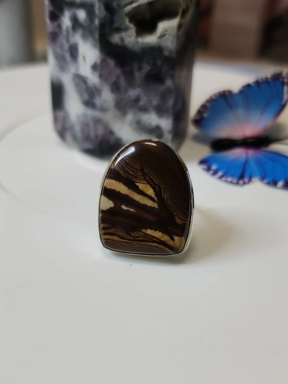 Brown Outback Jasper Stone Ring -